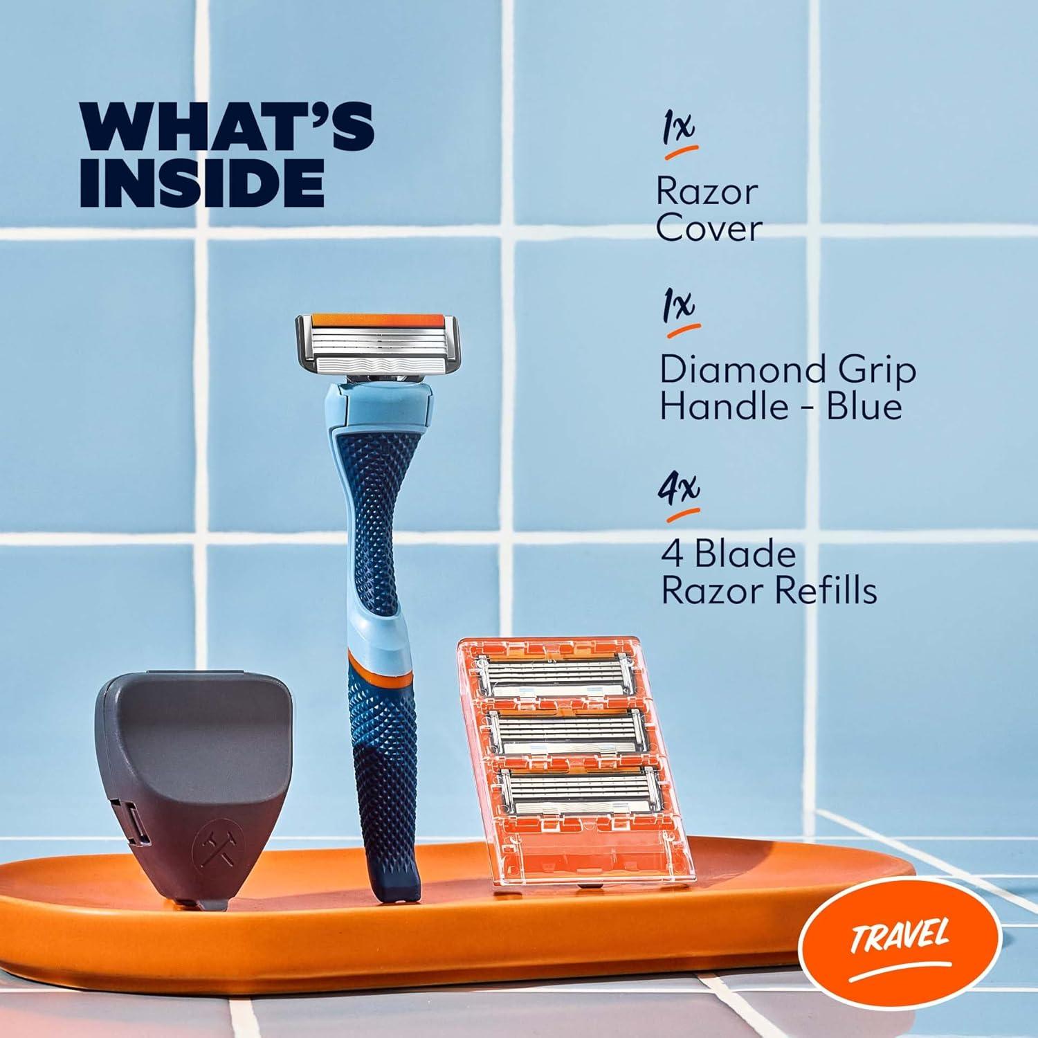 imageDollar Shave Club Travel Shave Set 4 Swift Rinse Refill Cartridges 1 Handle Black 1 Razor CoverBlue