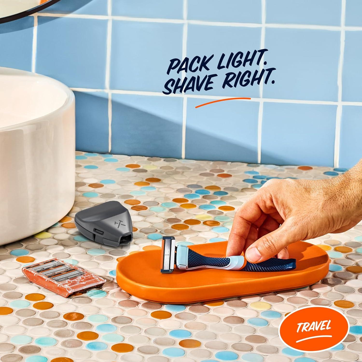 imageDollar Shave Club Travel Shave Set 4 Swift Rinse Refill Cartridges 1 Handle Black 1 Razor CoverBlue