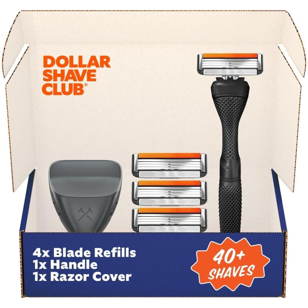 imageDollar Shave Club  Travel Shave Set  4 Swift Rinse Refill Cartridges 1 Handle Black 1 Razor CoverBlack