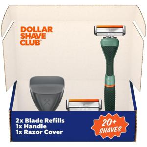 Dollar Shave Club | The Guest Pass Shave Set | 2 Swift Rinse Refill Cartridges, 1 Handle (Black), 1 Razor Cover, Razors for Men(Green)