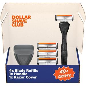 Dollar Shave Club | Travel Shave Set | 4 Swift Rinse Refill Cartridges, 1 Handle (Black), 1 Razor Cover(Black)