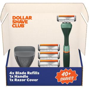 Dollar Shave Club | Travel Shave Set | 4 Swift Rinse Refill Cartridges, 1 Handle (Black), 1 Razor Cover(Green)
