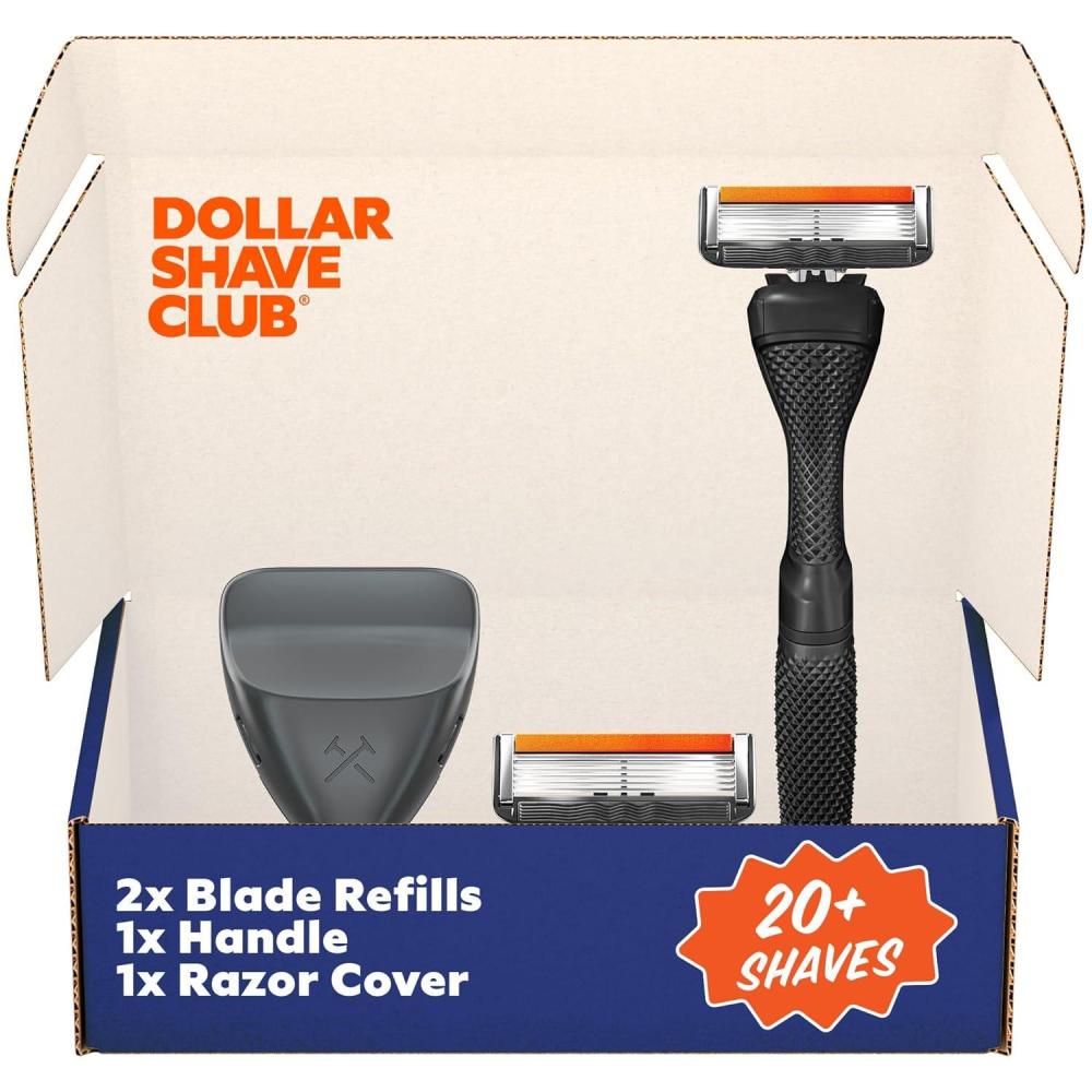 imageDollar Shave Club  The Guest Pass Shave Set  2 Extra Close Refill Cartridges 1 Handle Blue 1 Razor Cover Razors for MenBlack