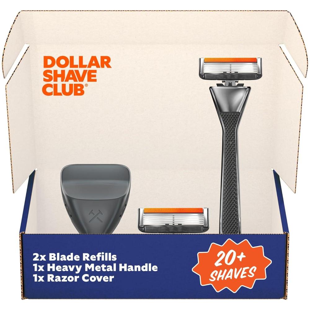 imageDollar Shave Club  The Guest Pass Shave Set  2 Extra Close Refill Cartridges 1 Handle Blue 1 Razor Cover Razors for MenMetallic
