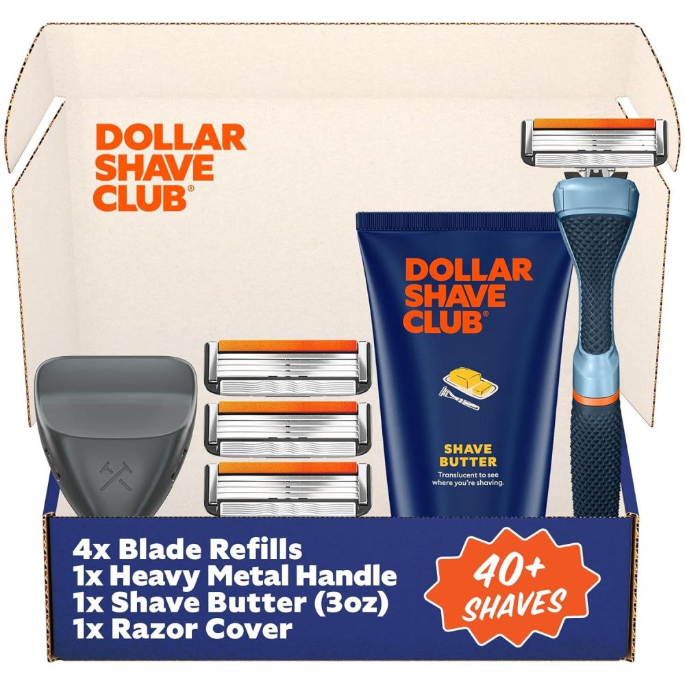 imageDollar Shave Club  The Member Exclusive Shave Set  4 Swift Rinse Refill Cartridges 1 Handle Blue 1 Shave Butter 3 ounce 1 Razor Cover Razors for MenBlue