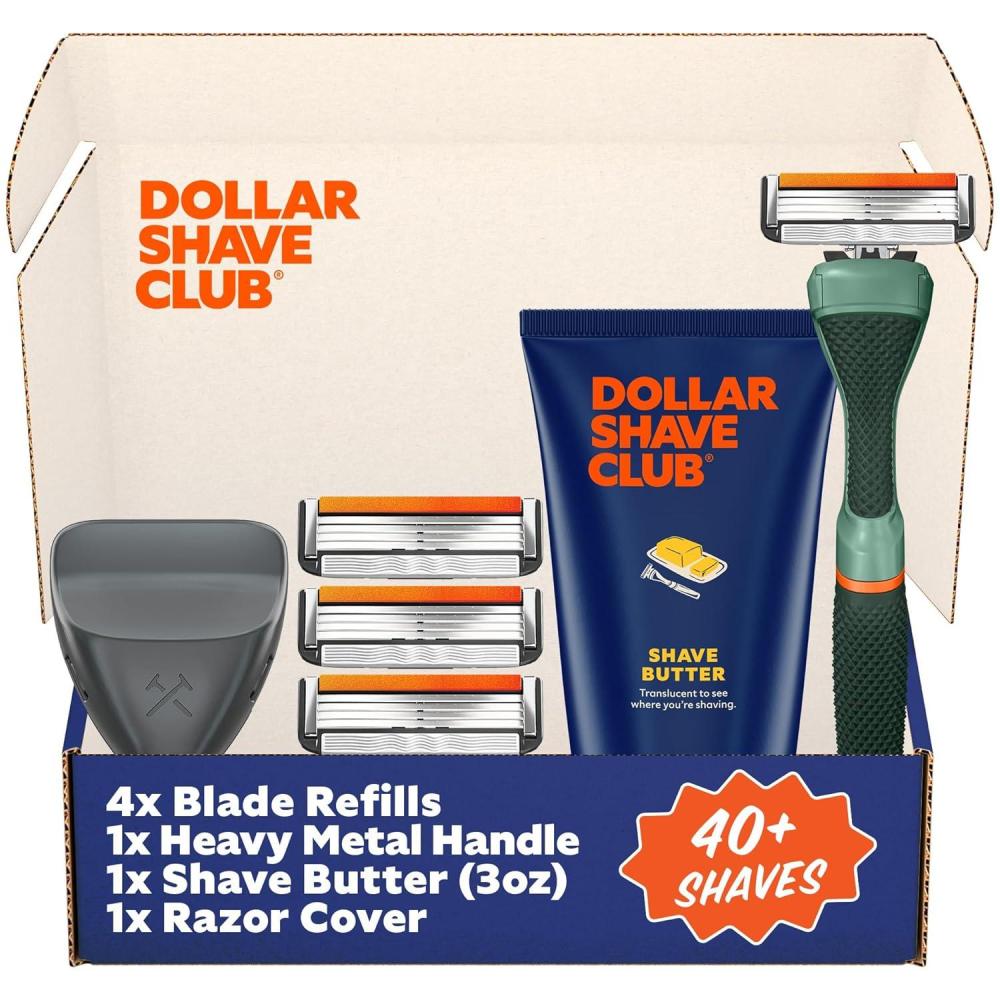 imageDollar Shave Club  The Member Exclusive Shave Set  4 Swift Rinse Refill Cartridges 1 Handle Blue 1 Shave Butter 3 ounce 1 Razor Cover Razors for MenGreen