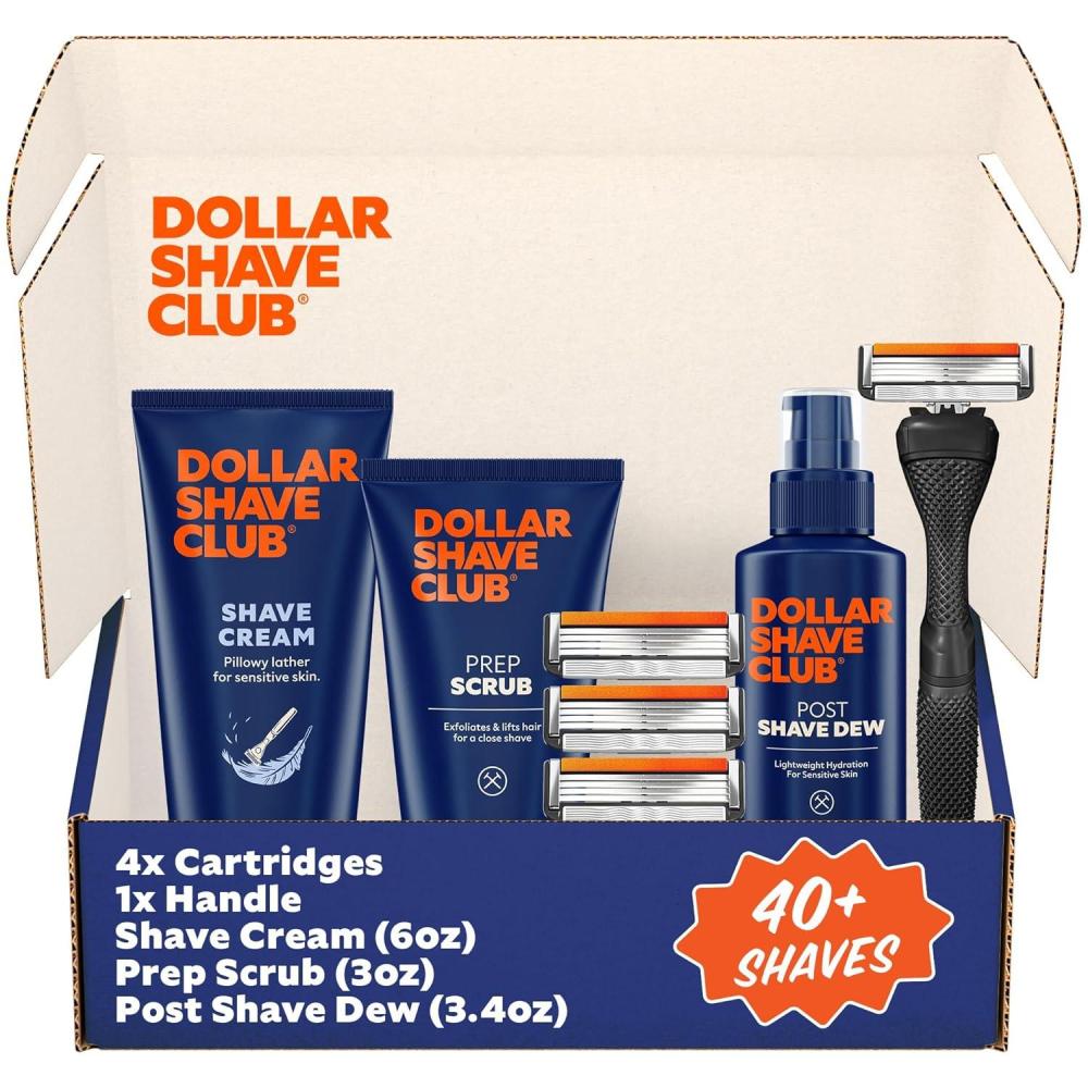 imageDollar Shave Club  Ultimate Set  4 Swift Rinse Refill Cartridges 1 Handle 1 Prep Scrub 3 ounce 1 Shave Cream 6 ounce 1 Post Shave Dew 34 ounceBlack