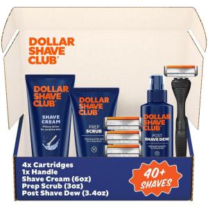 Dollar Shave Club | Ultimate Set | 4 Swift Rinse Refill Cartridges, 1 Handle, 1 Prep Scrub 3 ounce, 1 Shave Cream 6 ounce, 1 Post Shave Dew 3.4 ounce(Black)