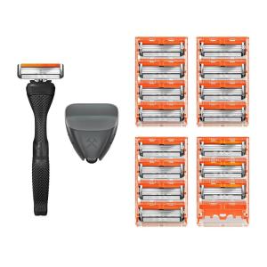 Dollar Shave Club | Bulk Shave Set | 16 Swift Rinse Refill Cartridges, 1 Handle (Black), 1 Razor Cover