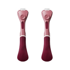 Dollar Shave Club For Women | Maroon Wavy Grip Handle 2 Pack | Lightweight, Ergonomic Handles for Every Curve, Corner, and Tricky Spot | Razors for Women, Womens Razors for Shaving(Maroon)
