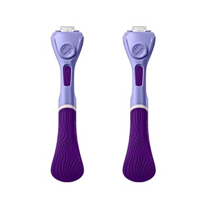 Dollar Shave Club For Women | Maroon Wavy Grip Handle 2 Pack | Lightweight, Ergonomic Handles for Every Curve, Corner, and Tricky Spot | Razors for Women, Womens Razors for Shaving(Purple)