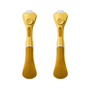 Dollar Shave Club For Women | Maroon Wavy Grip Handle 2 Pack | Lightweight, Ergonomic Handles for Every Curve, Corner, and Tricky Spot | Razors for Women, Womens Razors for Shaving(Yellow)