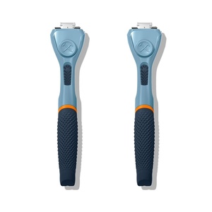 Dollar Shave Club For Women | Maroon Wavy Grip Handle 2 Pack | Lightweight, Ergonomic Handles for Every Curve, Corner, and Tricky Spot | Razors for Women, Womens Razors for Shaving(Blue)